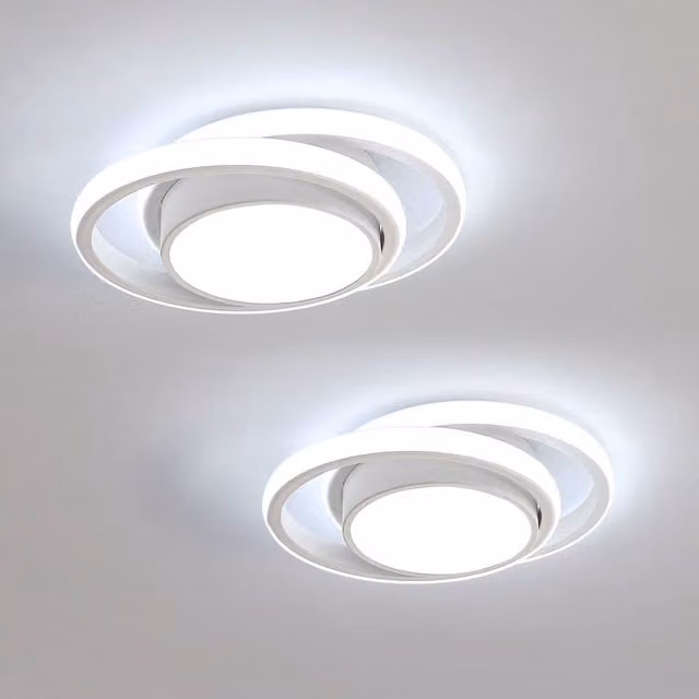 Pheashine 2 Pack White Double Ring Round LED Ceiling Lights, 36W, 6500K Cool White