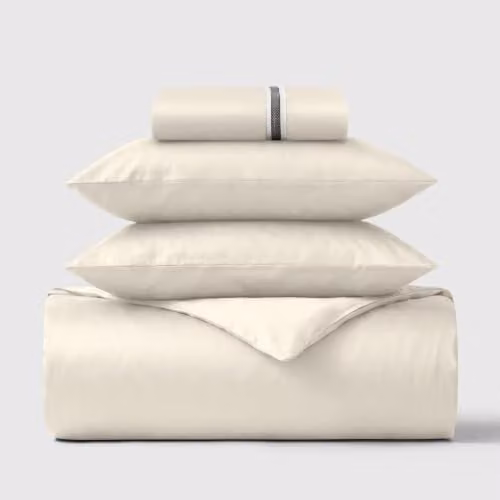 Bedable Sateen Essentials 100% Cotton Bedding Set in Beige, Double Size