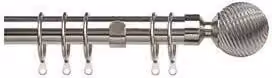 New Edge Blinds Metal Curtain Pole Set with Swirl Ball End, Chrome Metallic Silver, Width: 170 cm - 300 cm