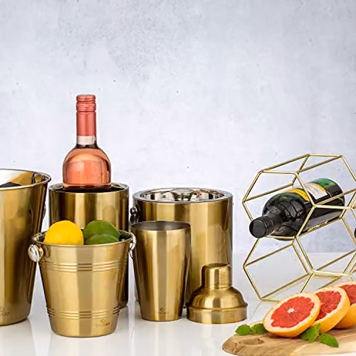 Viners Double Wall Stainless Steel Ice Bucket with Lid in Gold, 1.5 l – 2