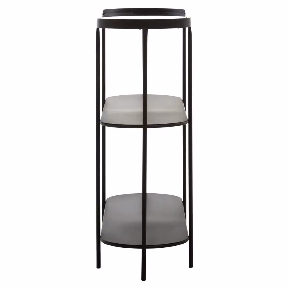 Orsina Three Tier Modern Console Table with Black Metal Frame and Oval Glass Top – 2