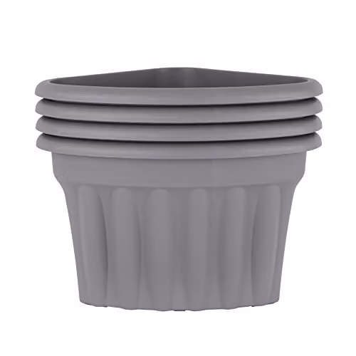 Wham Vista Corner Plastic Garden Planter Tub, Grey, W/D/H: 40 x 40 x 40 cm, Pack of 4 – 1