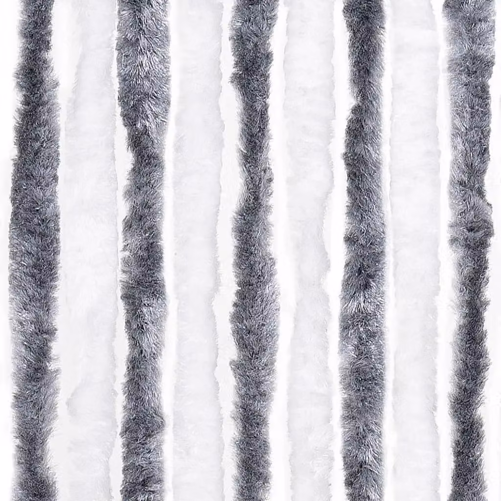 Berkfield Home Grey and White Striped Chenille Insect Curtain, W/H: 100 x 220 cm – 4