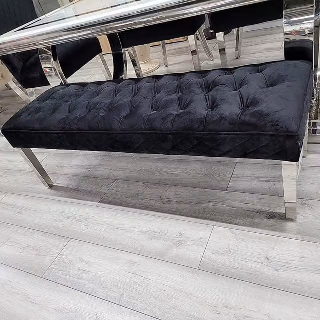 Modernique Precious Velvet Bench Footstool in Black