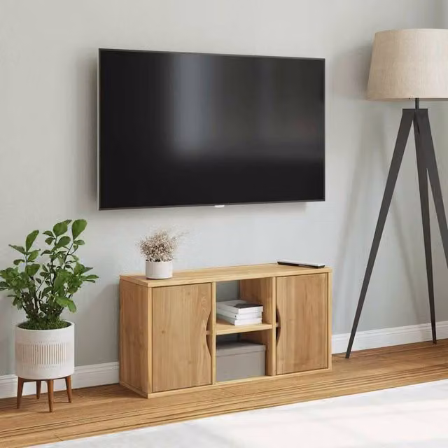 Berkfield Home ODDA TV Cabinet in Brown Solid Waxed Pine, W/D/H: 79 x 24 x 40 cm