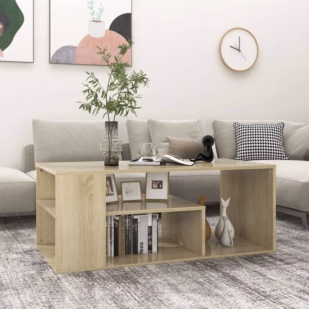 Berkfield Home Modern Sonoma Oak Coffee Table in Natural, W/D/H: 100 x 50 x 40 cm – 2