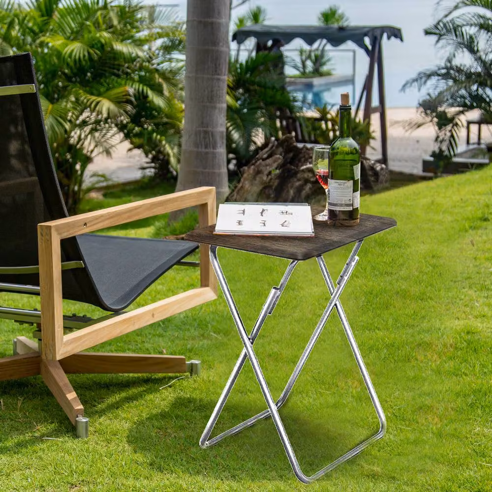 Huhote Brown Folding Coffee Table and Side Table for Small Living Spaces, W: 38.1 cm, D: 47.75 cm, H: 66.04 cm – 3