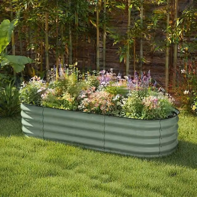 STILVORA Flexible Green Raised Garden Bed in Steel and Rubber, W/D/H: 150 x 62 x 30 cm – 1