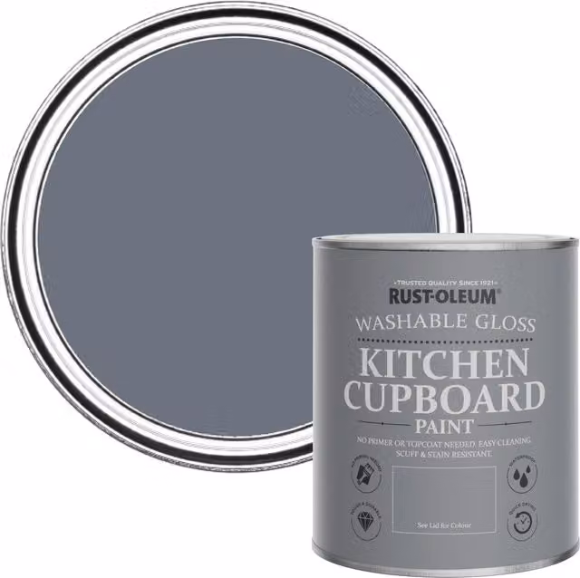 Rust-Oleum Kitchen Cupboard Paint in Gloss Finish, Marine Grey, 0.75 l