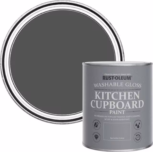 Rust-Oleum Gloss Kitchen Cupboard Paint, Grey, 0.75 l