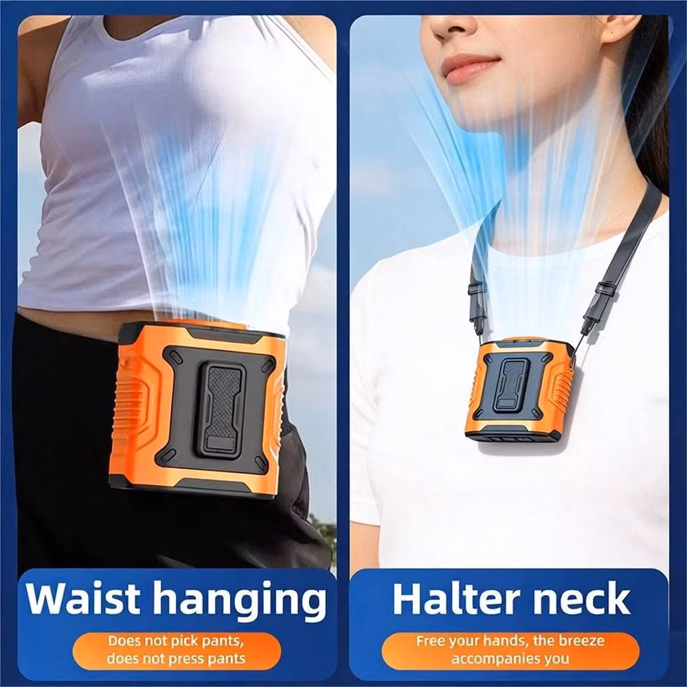 NESTLUNE Orange Rechargeable Mini Personal Waist Clip Fan – 5