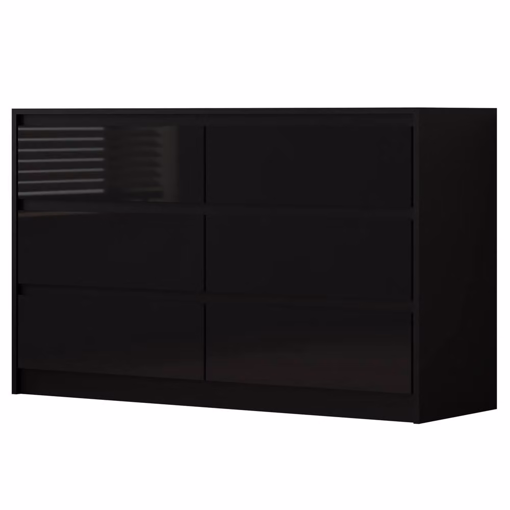 Harmin Luxury Black High Gloss Sleek Handleless 6 Drawer Chest of Drawers – 5