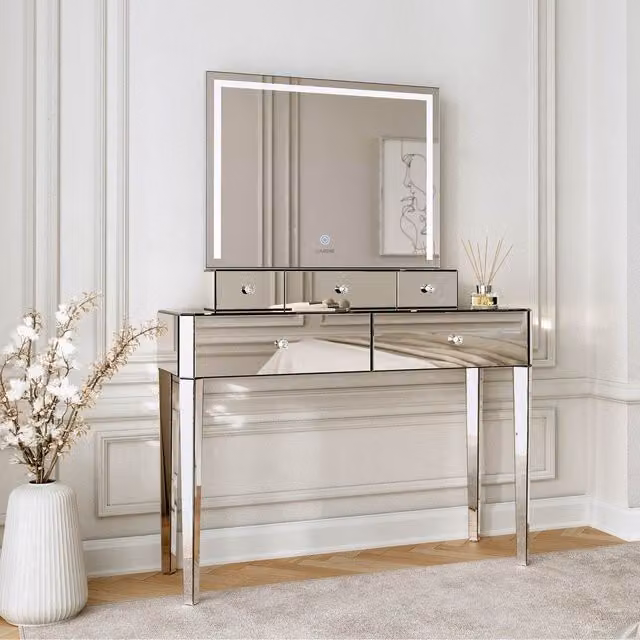 Carme Callie x Ivy LED Mirror Dressing Table in Silver