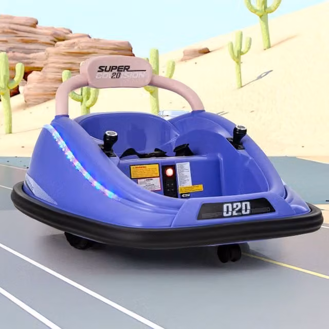 COSTWAY Electric Ride-On Bumper Car with Remote Control and Light and Sound Effects, Purple