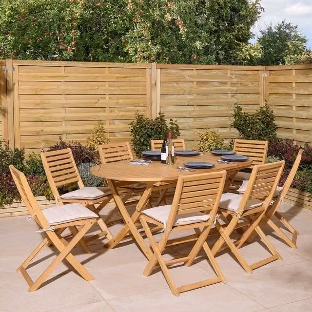 Rowlinsons Ashdown Eight Seater Oval Wooden Dining Set in Brown – 1