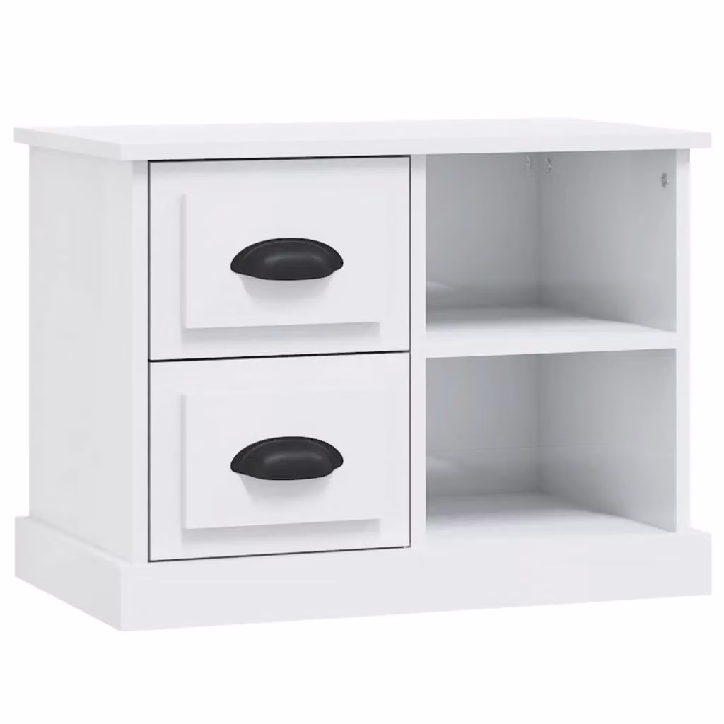 Berkfield Home High Gloss White Bedside Cabinet W: 60 cm, D: 35.5 cm, H: 45 cm – 2