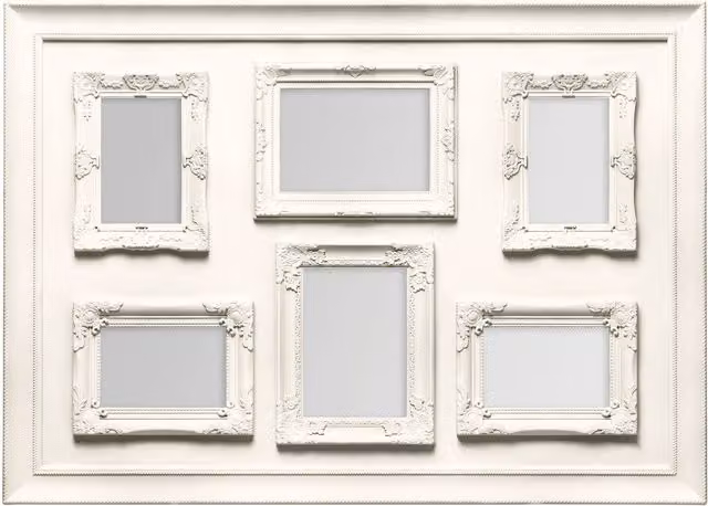 Premier Housewares Vintage Multi-Photo Rectangular Tabletop Frame in Beige and White for 6 Photos