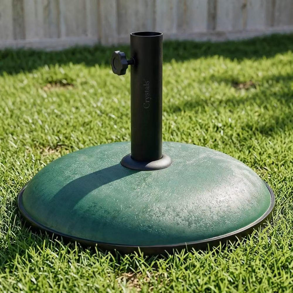FLAVORA Green Heavy Duty Compound Concrete Round Parasol Base with Stainless Steel Details – 3