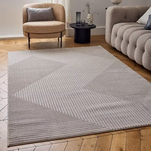 THE RUGS Carmel Modern Geometric Area Rug in Beige, Stain Resistant, W: 160 cm, L: 230 cm