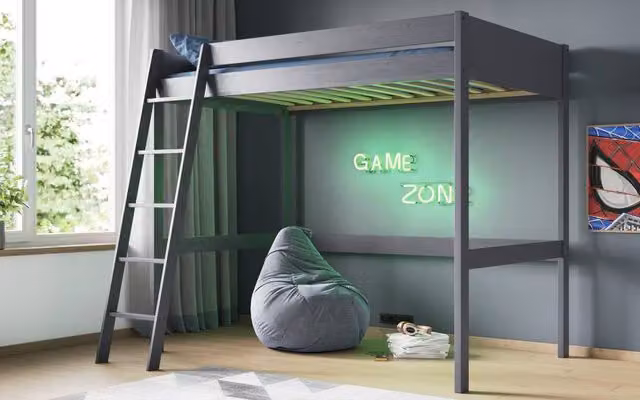 Noomi Tera Solid Wood Small Double High Sleeper Bed in Grey, W/D/H: 120 x 200 x 176.2 cm – 2