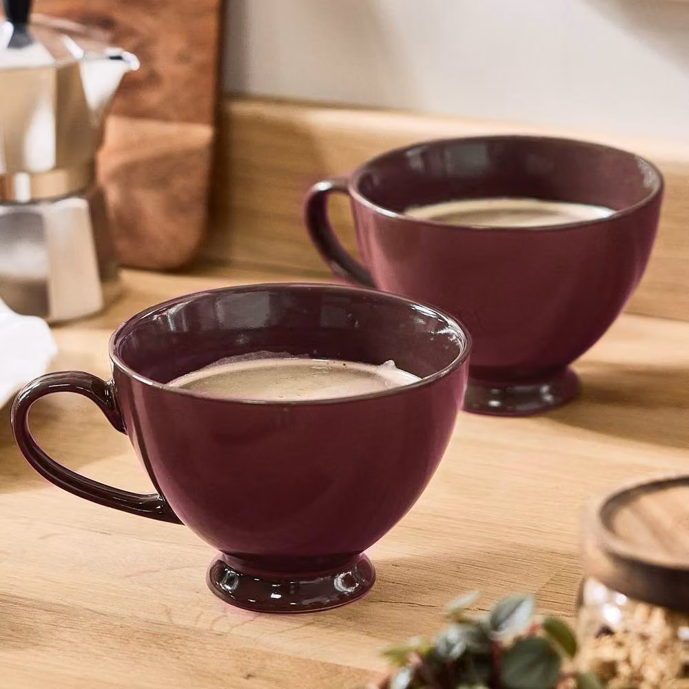 Dibor Montmartre Large Malbec Red Ceramic Tea Cups and Coffee Mugs, Set of 6 – 2