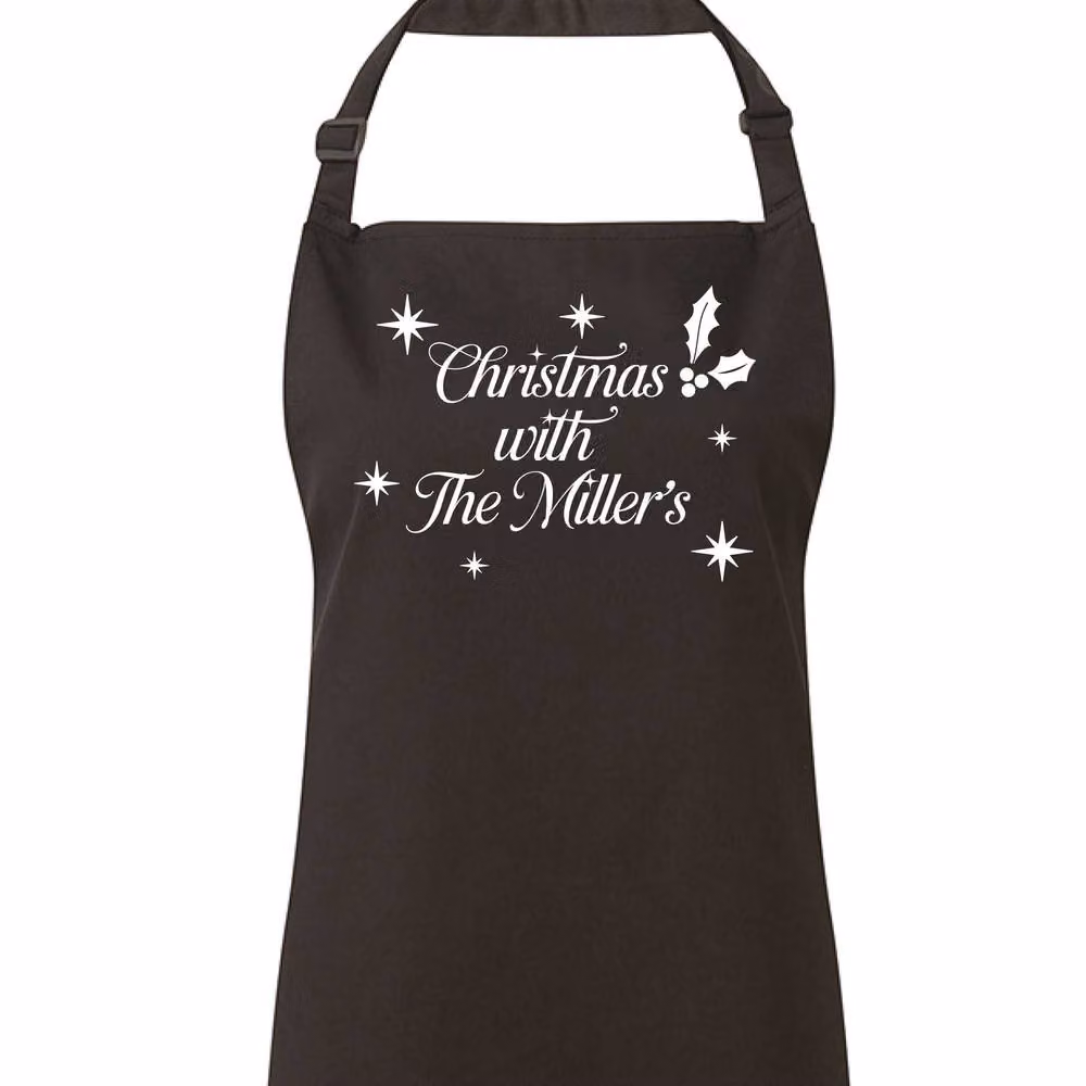 60 Second Makeover Personalised Christmas Apron in Black with Any Name – 2