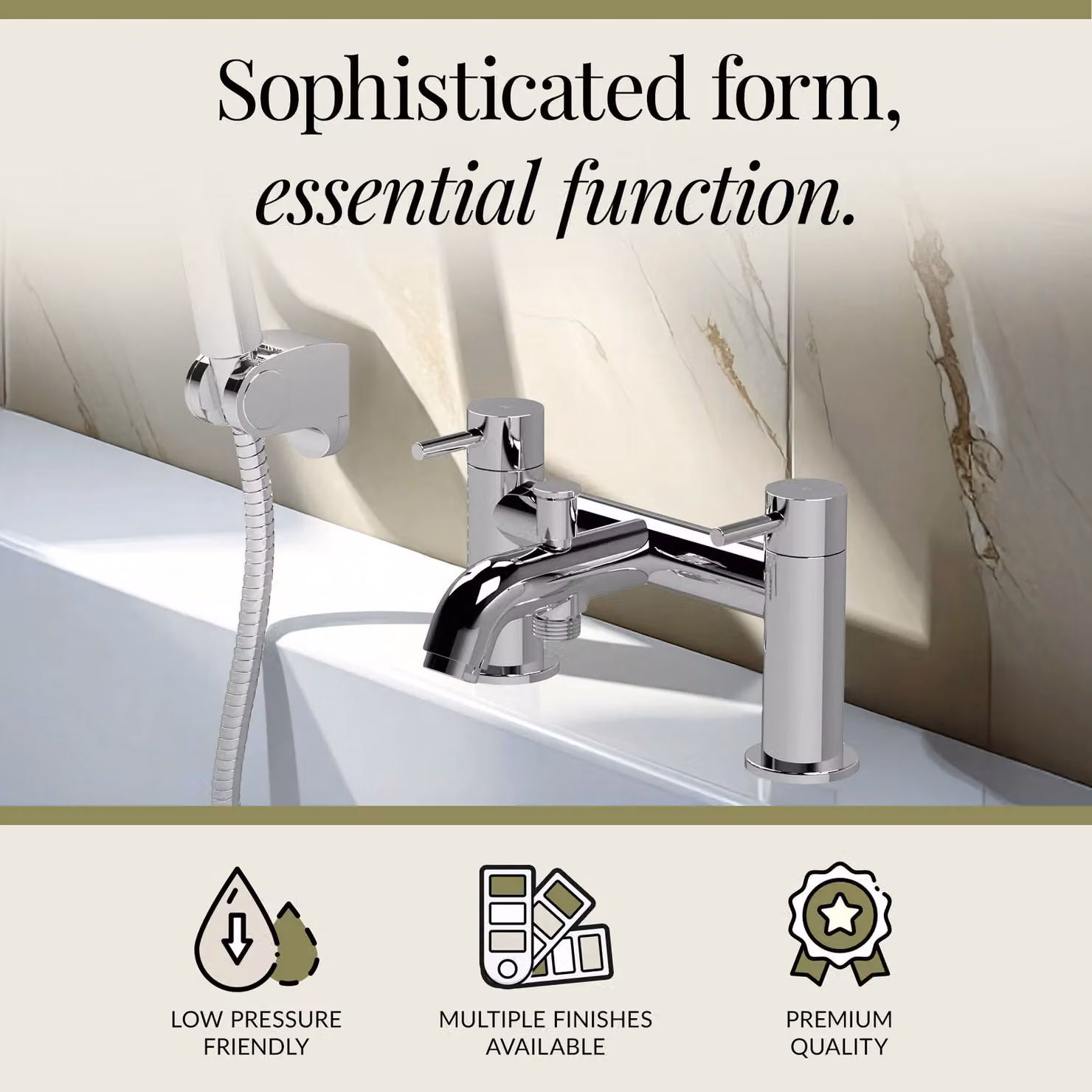 Balterley Round Single Lever Bath Shower Mixer Tap with Shower Kit in Chrome Silver – 2