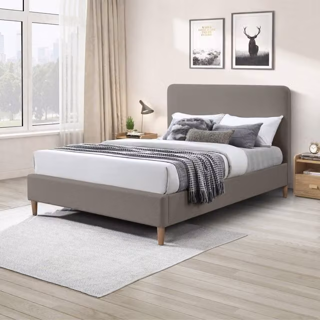 FurnitureboxUK Romy Modern Upholstered Double Bed Frame in Recycled Fabric, 180 x 200 cm