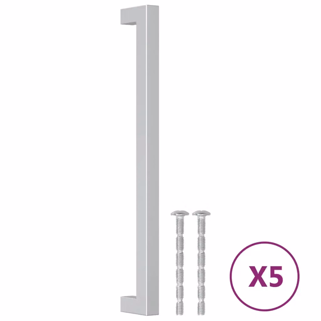 Berkfield Home Brushed Silver Stainless Steel Bar Cabinet Handles, 5 Pack, Length: 224 mm – 2