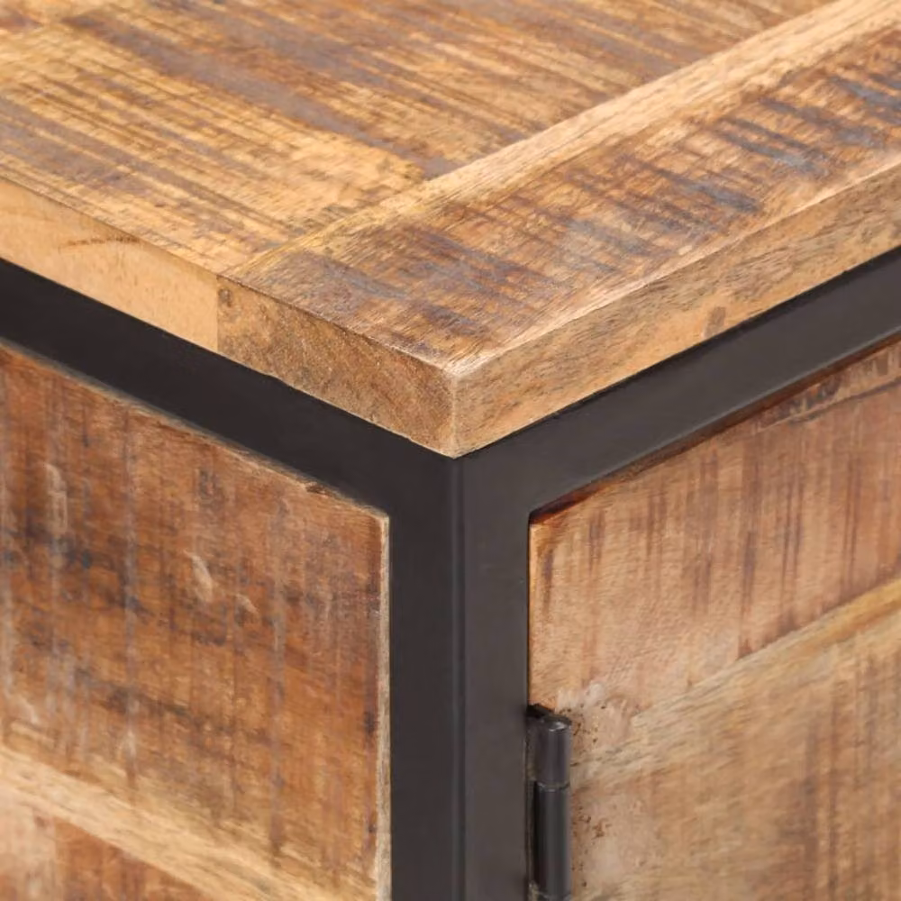 Berkfield Home Industrial Sideboard in Brown Rough Mango Wood and Metal, W/D/H: 85 x 30 x 80 cm – 3