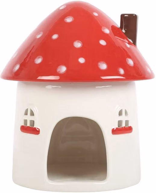 Something Different Mushroom Ceramic Oil Burner in Red
