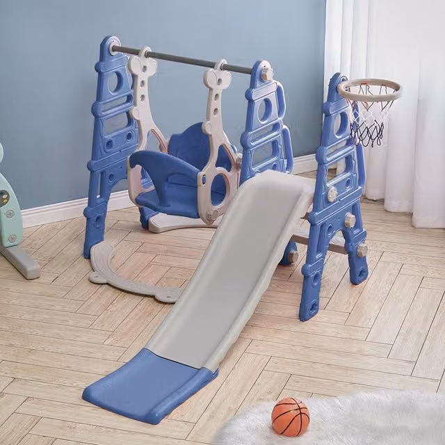 Livingandhome 3 In 1 Kids Slide Swing Set in Blue