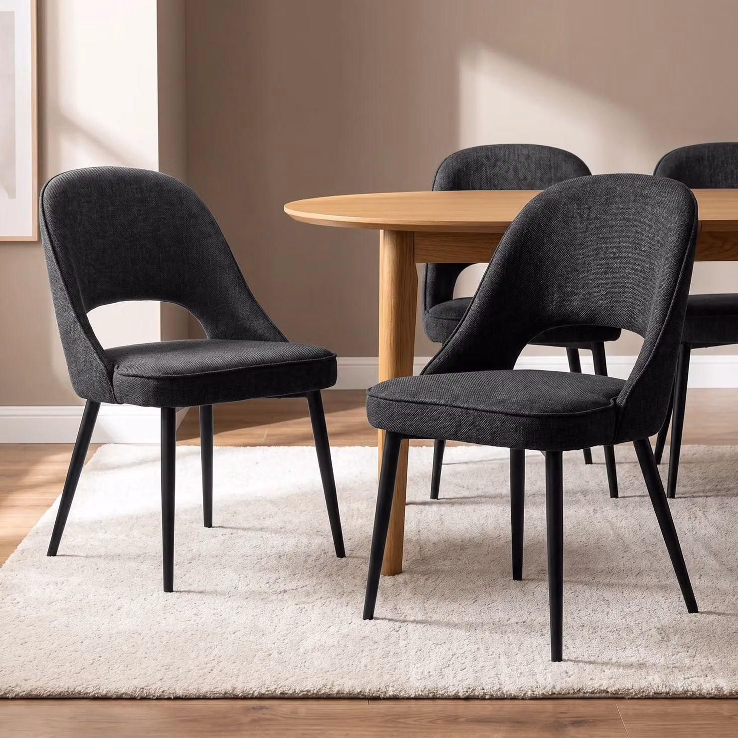 DHS Modern Fabric and Metal Dining Chairs, Set of 4, Black or Green