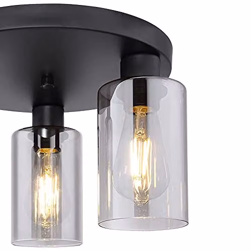Globo Lighting Hadera Modern Ceiling Light in Black with Three Glass Shades, Diameter: 34 cm – 3