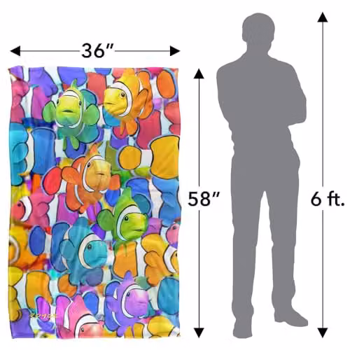JQ Licensing Royce Mcclure Clown Fish Clown School Pattern Super Soft Fleece Throw Blanket, Multicolour, W/D/H: 91 x 147 cm – 2
