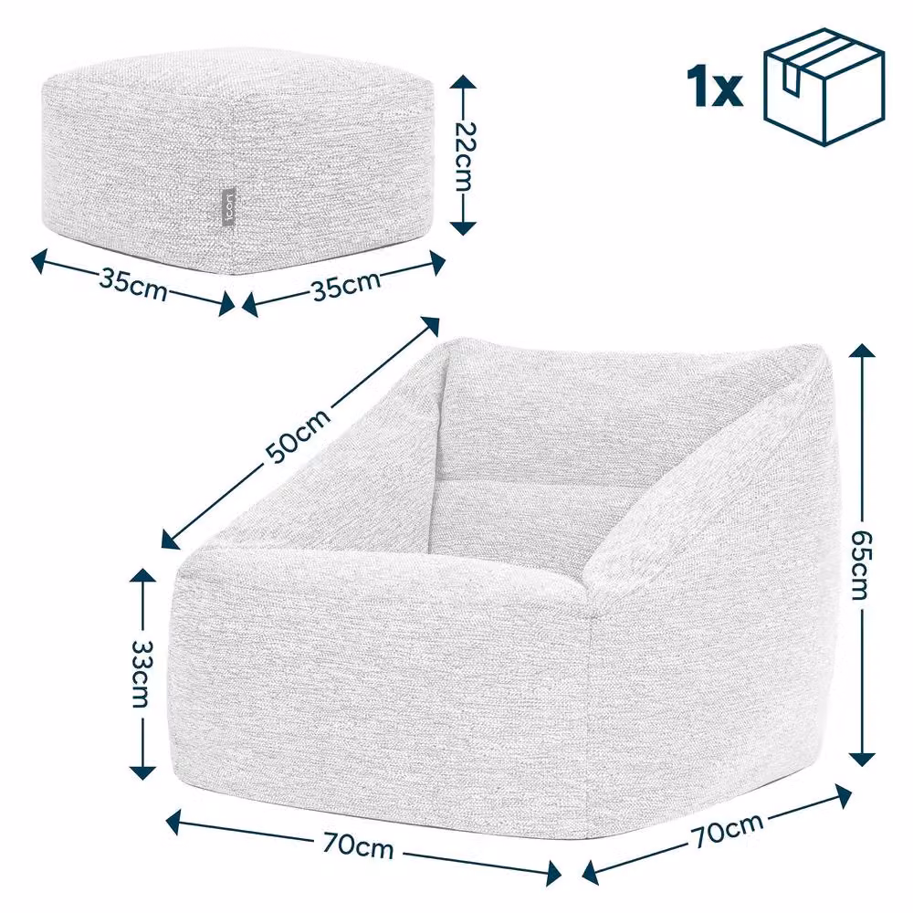 ICON Natalia Woven Armchair and Footstool Bean Bag in Beige – 2