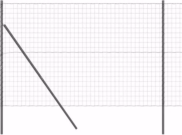 Berkfield Home Euro Fence with 7 Round Posts, Grey Powder-Coated Galvanised Steel, W: 10 m, H: 1.6 m