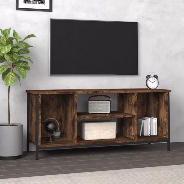 Berkfield Home Smoked Oak TV Cabinet in Brown, W/D/H: 102 x 35 x 45 cm – 1