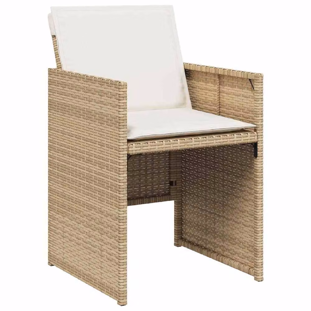 Berkfield Home 5 Piece Poly Rattan Garden Dining Set with Beige Cushions and Glass Tabletop