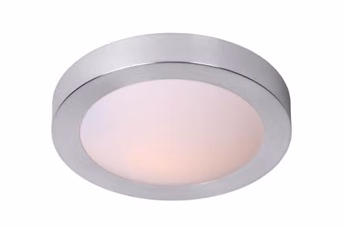 Lucide Fresh Dimmable Modern Round Bathroom Flush Ceiling Light, Diameter: 35 cm, Chrome and White, IP44