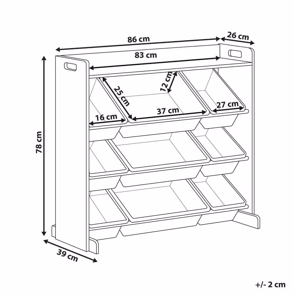 Wyld and Coco Nine-Bin Freestanding Cube Storage Shelf in Grey and White, W86 x D39 x H78 cm – 2