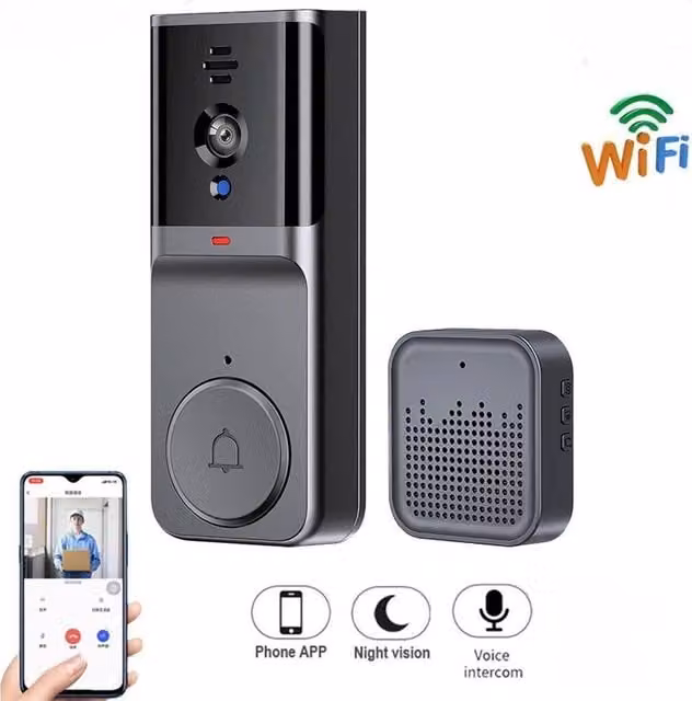 FORGEVIO Smart WiFi Wireless Video Doorbell Security in Black – 1