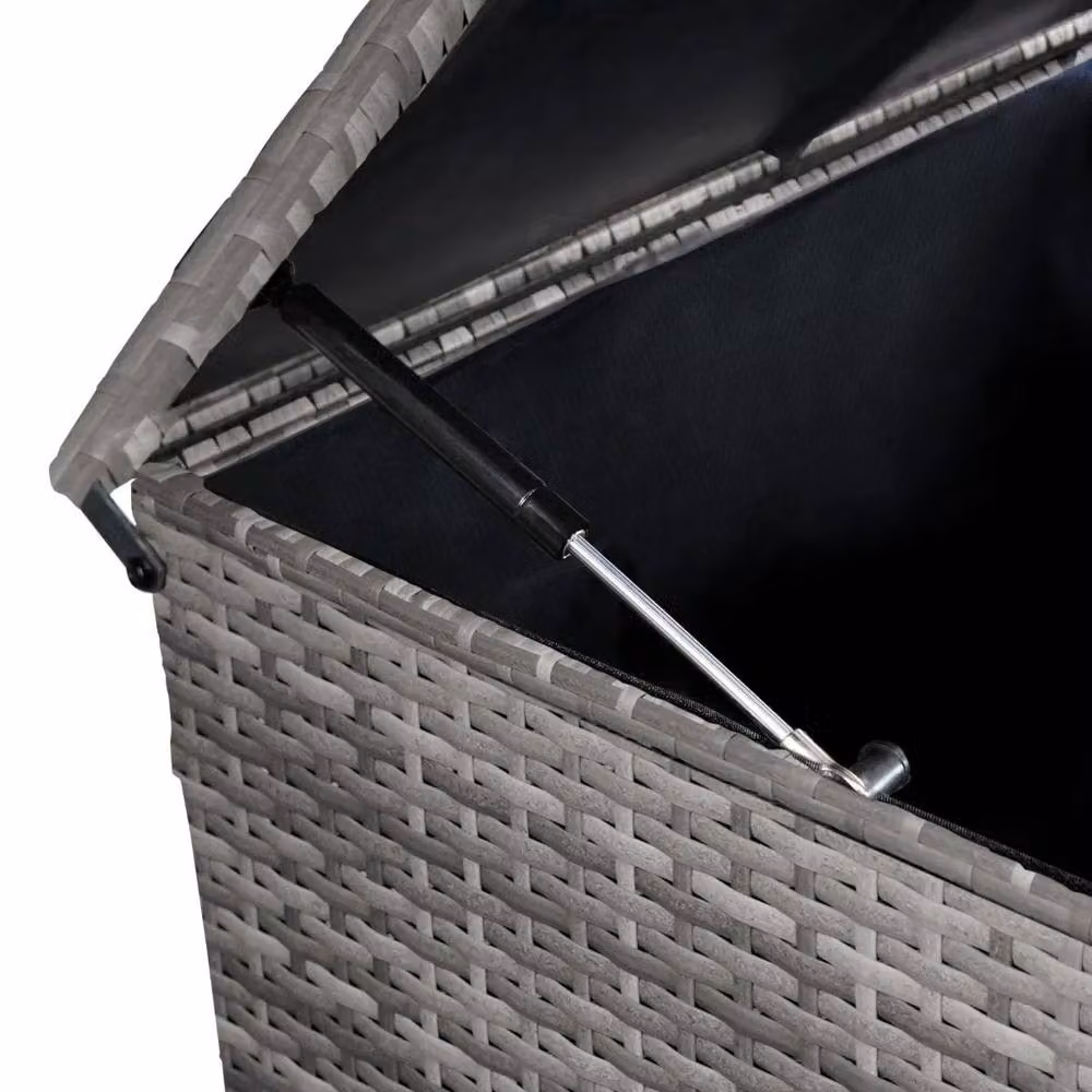 Monstershop Rattan Storage Box in Grey with Soft-Close Lid and Castors, 582L – 6