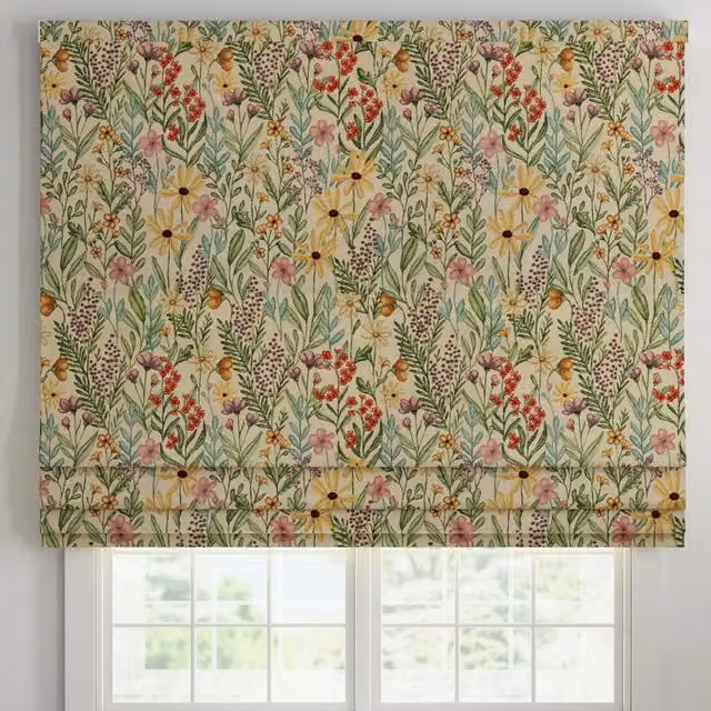 ANTE DECOR Meadow Tapestry Made To Measure Blackout Roman Blind in Multicolour Floral Design