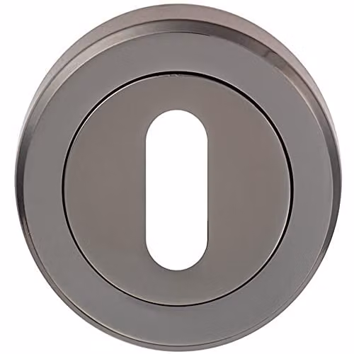Loops 51mm Lock Profile Escutcheon with Chamfered Edge and Concealed Fix in Black Nickel Plated Metal
