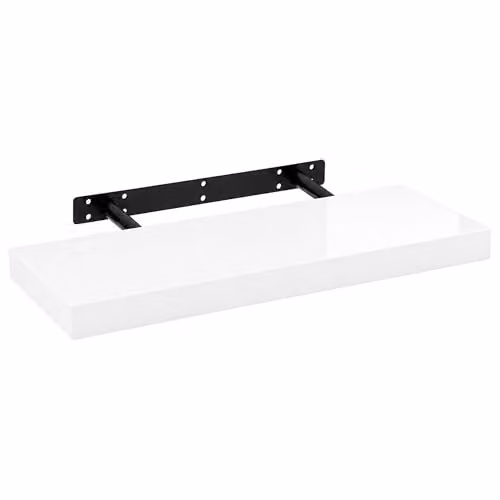 iTrend High Gloss White Floating Wall Shelf, Modern MDF Wall Mounted Storage Shelf, Width: 60 cm