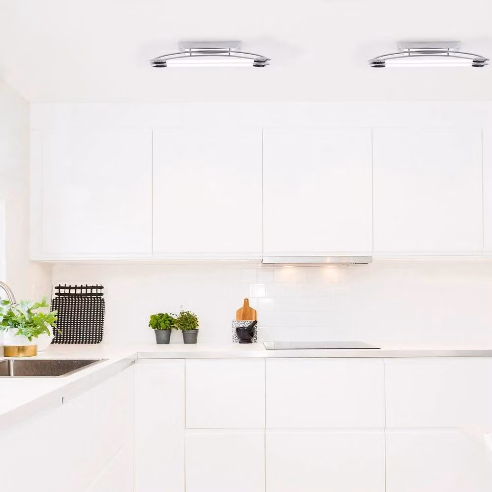 Netlighting Harper LED Linear Batten Ceiling Light in Polished Chrome and Grey with 1664 Lumens Cool White Light – 1