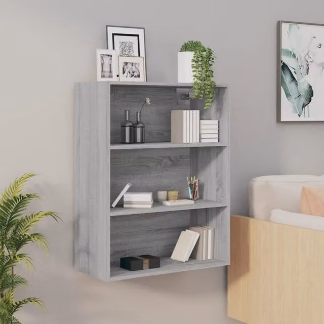Berkfield Home Hanging Wall Cabinet in Grey Sonoma, W: 69.5 cm, D: 32.5 cm, H: 90 cm