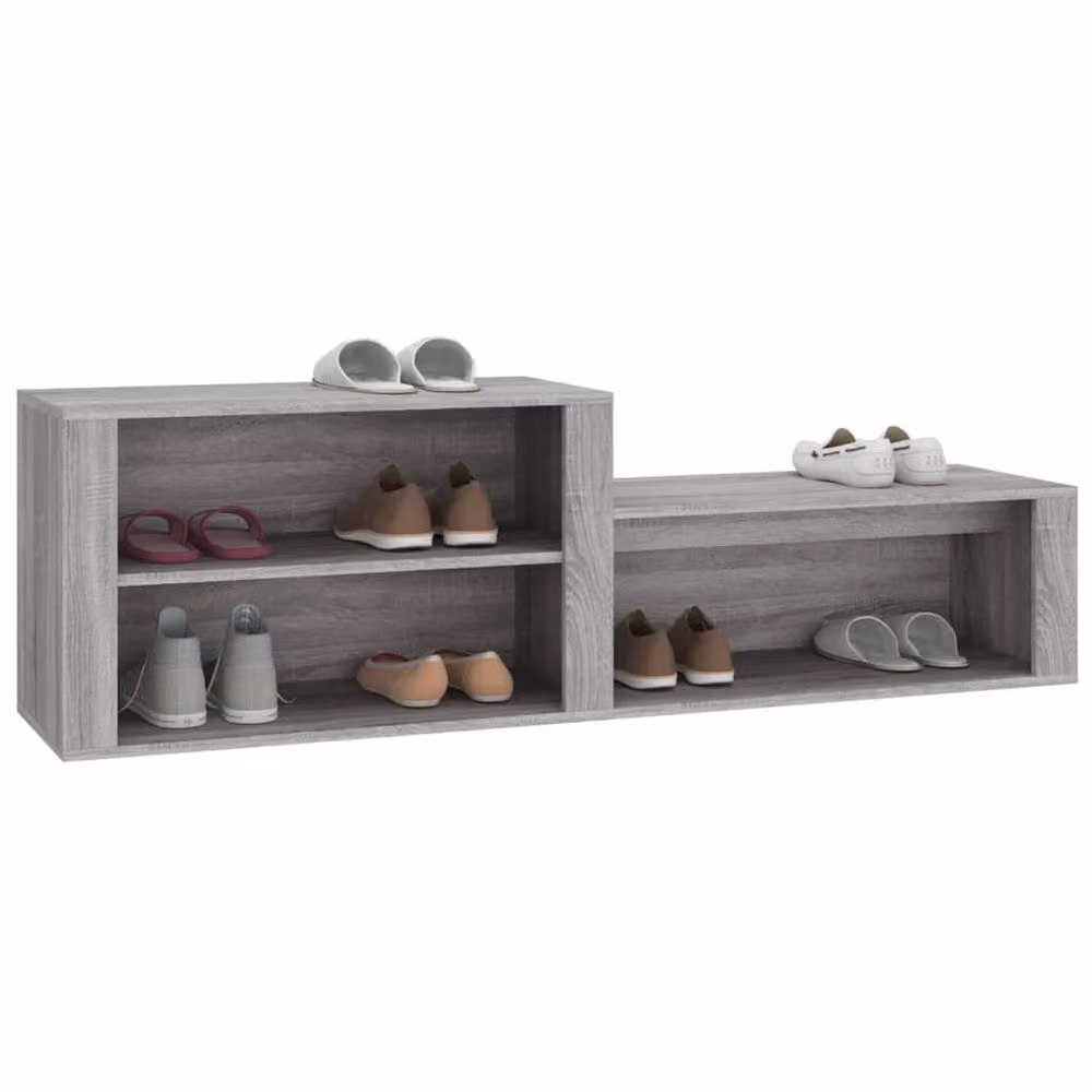 Berkfield Home Grey Sonoma Shoe Cabinet with Integrated Seat, W: 150 cm, D: 35 cm, H: 45 cm – 2