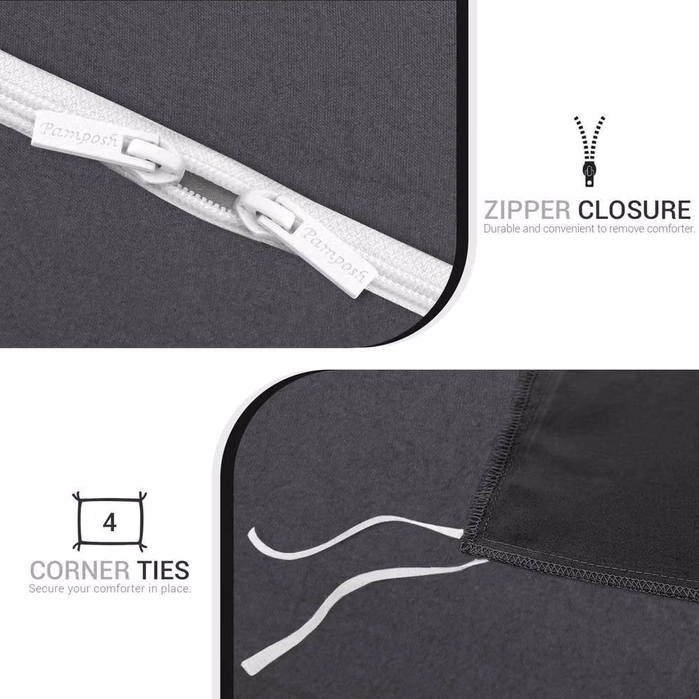 Grace Prewashed Microfibre Duvet Cover Set in Dark Grey, Super King, 200 x 200 cm – 4